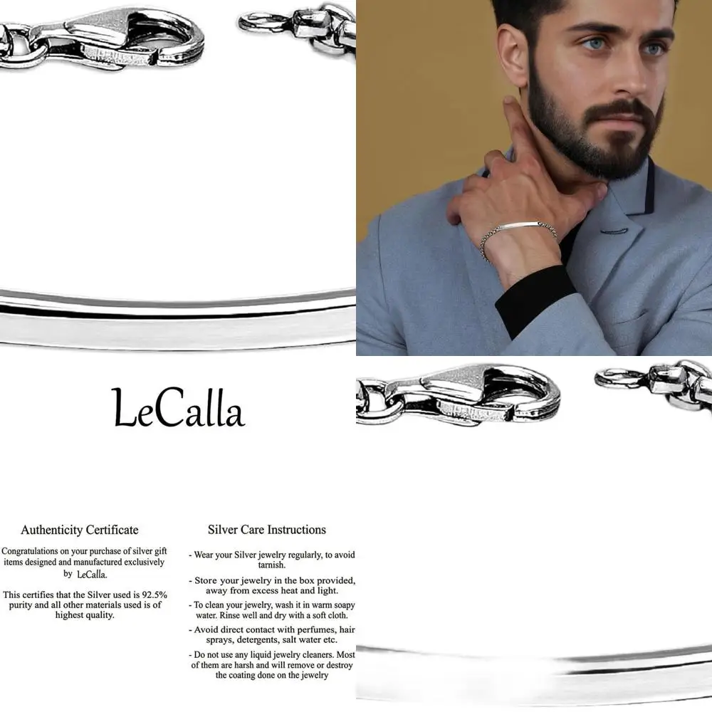 

Men's 925 Sterling Silver Italian Box Chain Bracelet, Various Sizes (7.5-9 Inches)