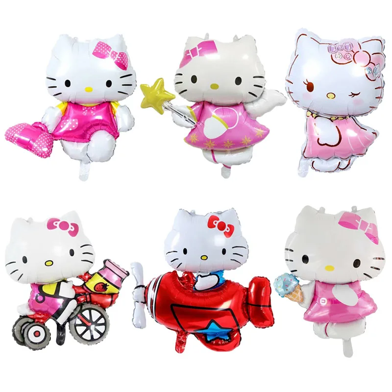 Cartoon Hello Kitty Balloon Girls Decoration Birthday Party Supplies Foil Balloon Globos Children Streamer Baby Shower Balloons