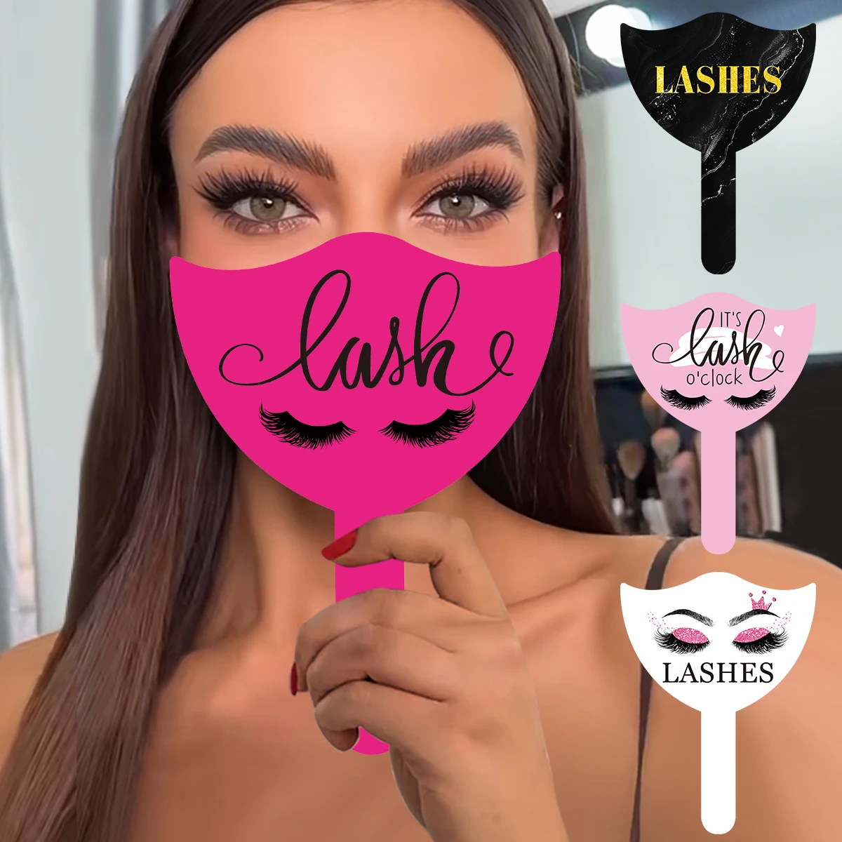 2Pcs Eyelash Technician Photo Prop Soft PVC Handheld Lash  Beauty Cards for Social Media Lash Salon Lash Extension DisplayTools