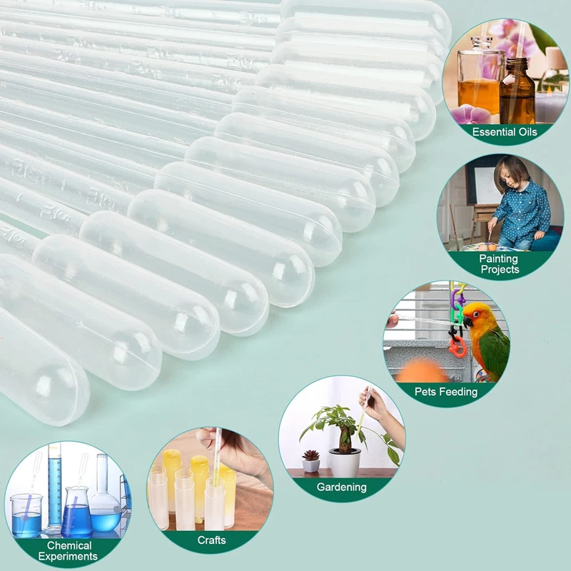 1-2ml 3ml 5ml Liquid Droppers Calibrated Dropper Disposable Plastic Transfer Pipettes for Science Laboratory DIY Art Makeup Tool