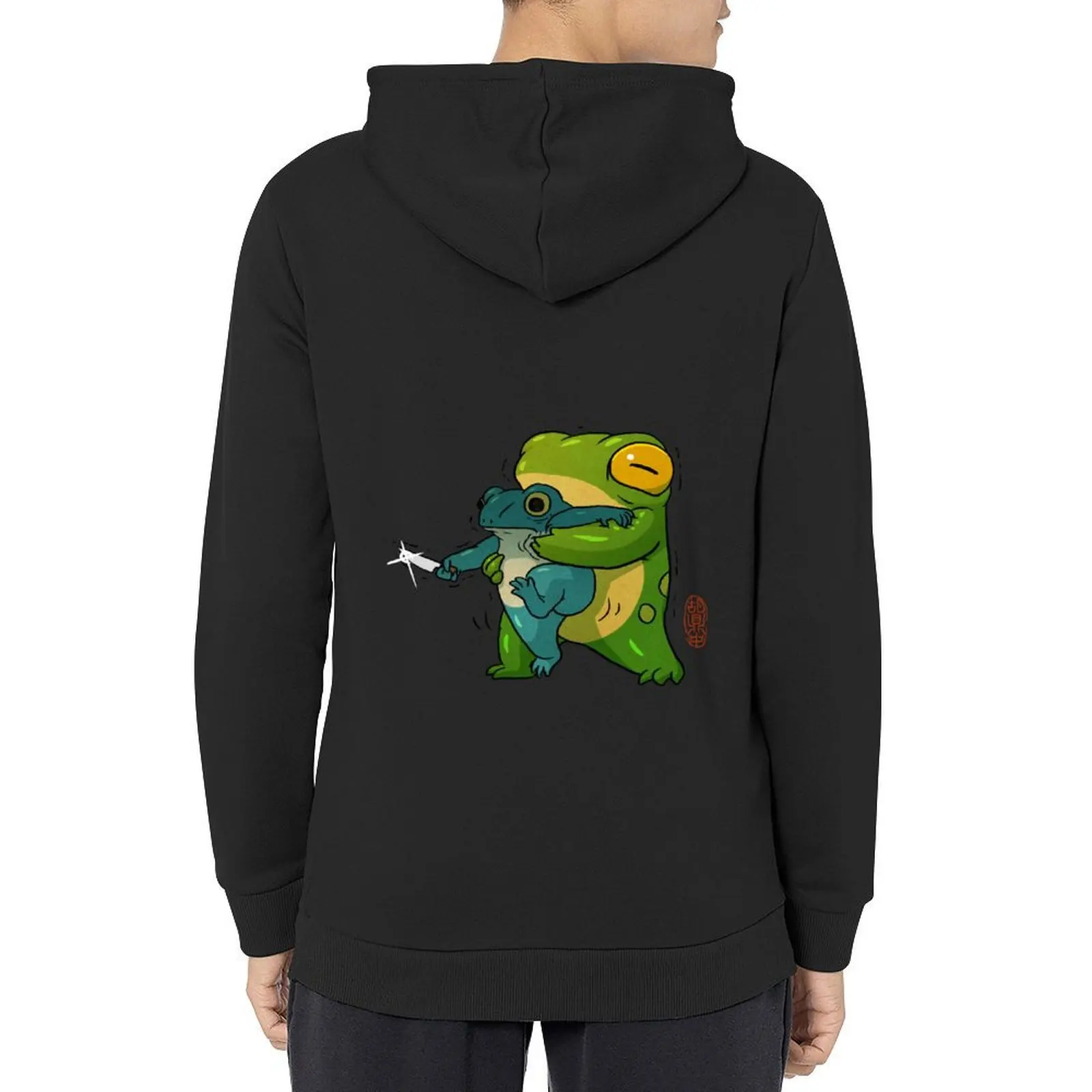 

cute stabby frog being held back let it go bro artwork asian style Hoodie winter clothes men's clothes japanese hoodie