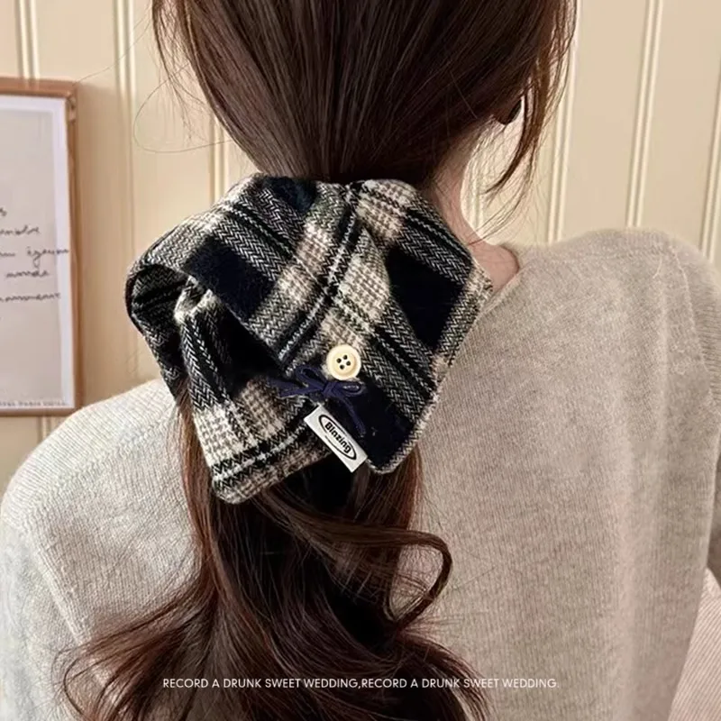 خمر منقوشة زر سميكة أفخم منديل رباط شعر للنساء الحلو حلية شعر Scrunchie الشعر التعادل الشعر حبل إكسسوارات الشعر