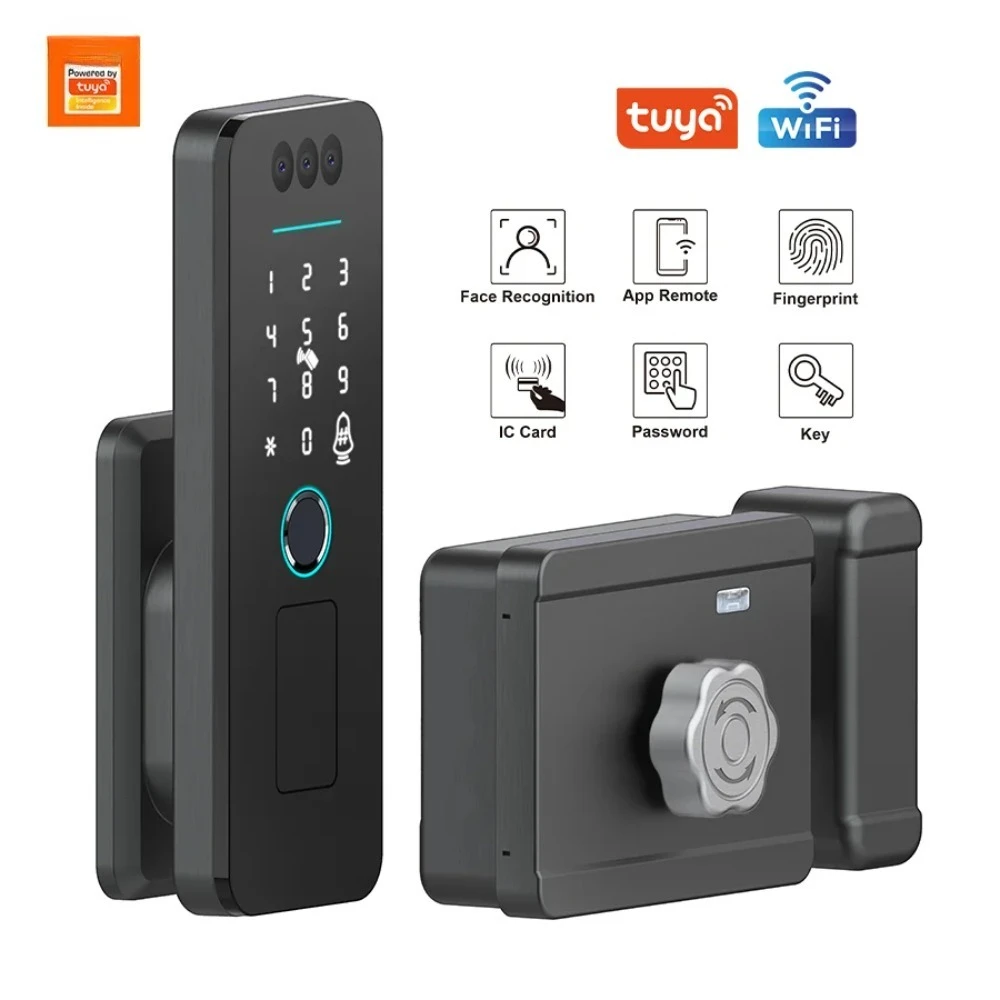 Security Tuya Wifi 3D Face Recognition Fingerprint Smart Door Lock Password Card Digital Door Lock