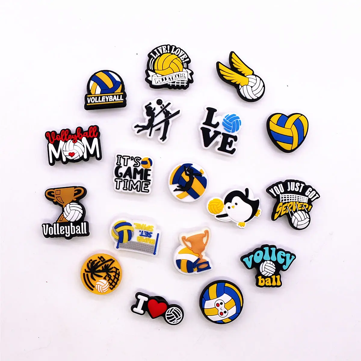 Hot Style 1pcs Vollyball Game PVC Shoe Charms Accessories Volley Ball Sandals Buckle Decorations for Unisex Party Friend Gifts