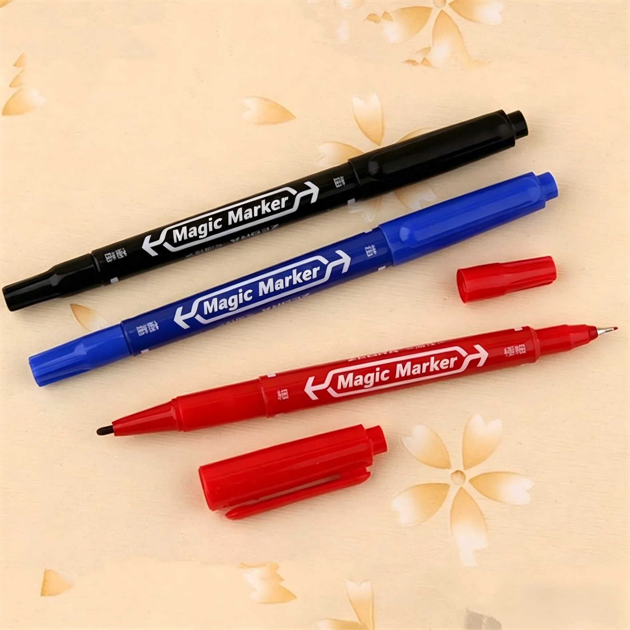 MO-120YYTS5 Small Double Head Oil Markers Black Red Blue Quick Dry CD Writing Pen Art Painting Sketch Outline Marker