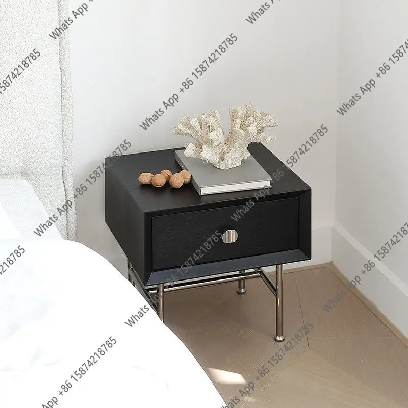 

Bauhaus bedside table simple modern stainless steel bedside storage locker black locker