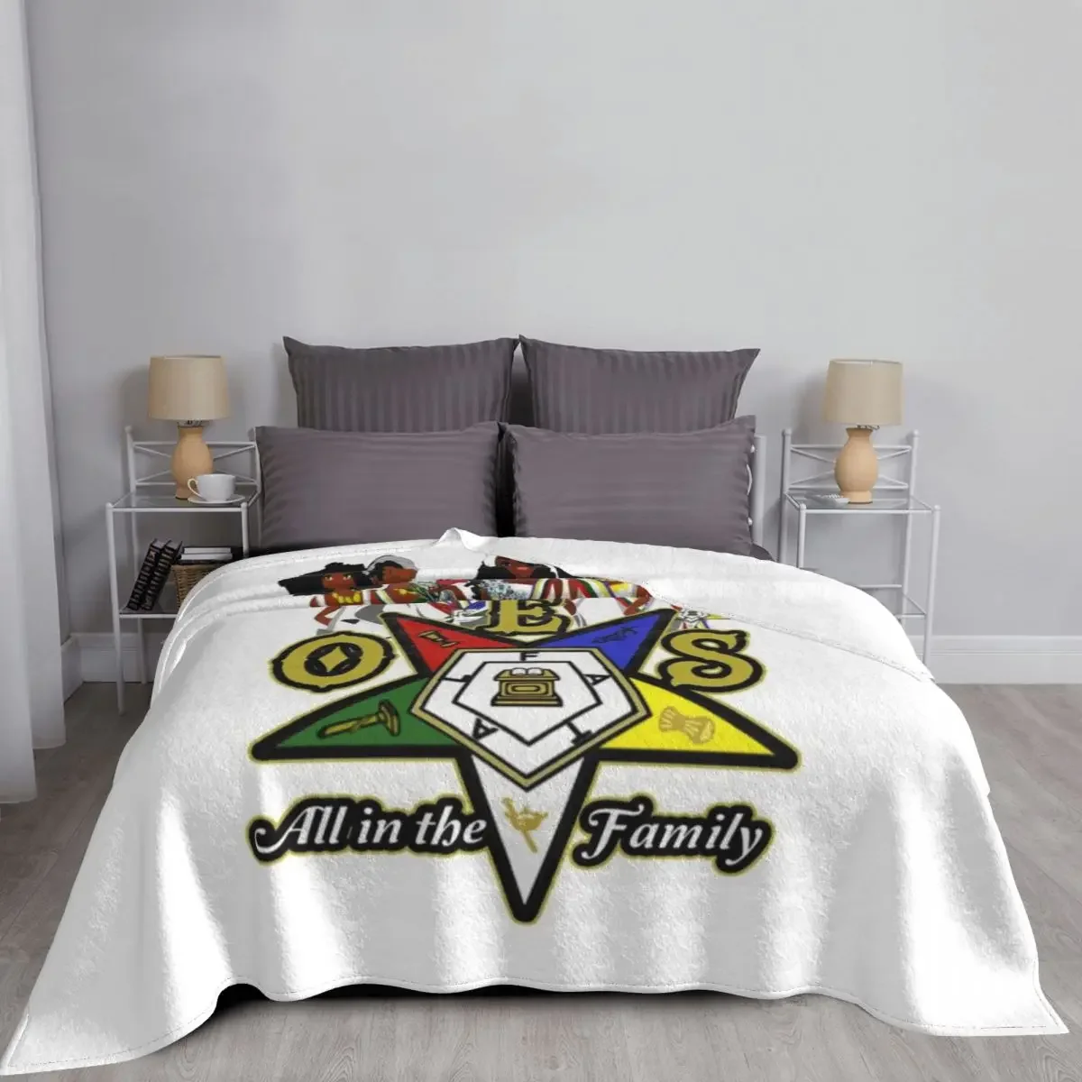 OES Order Of The Eastern Star Logo Sistars All In The Family Freemason Throw Blanket Beach anime Furrys Blankets