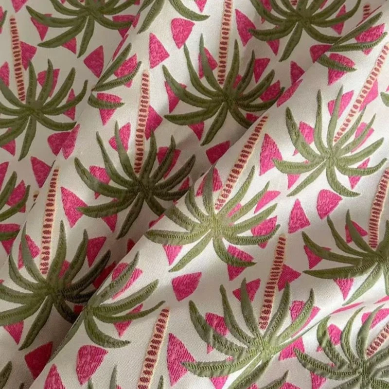 Cortinas de Jacquard teñidas de estilo chino, tela para el hogar, Isla del Mar, Palma de coco, textil de diseñador en relieve, Material de vestido Qipao