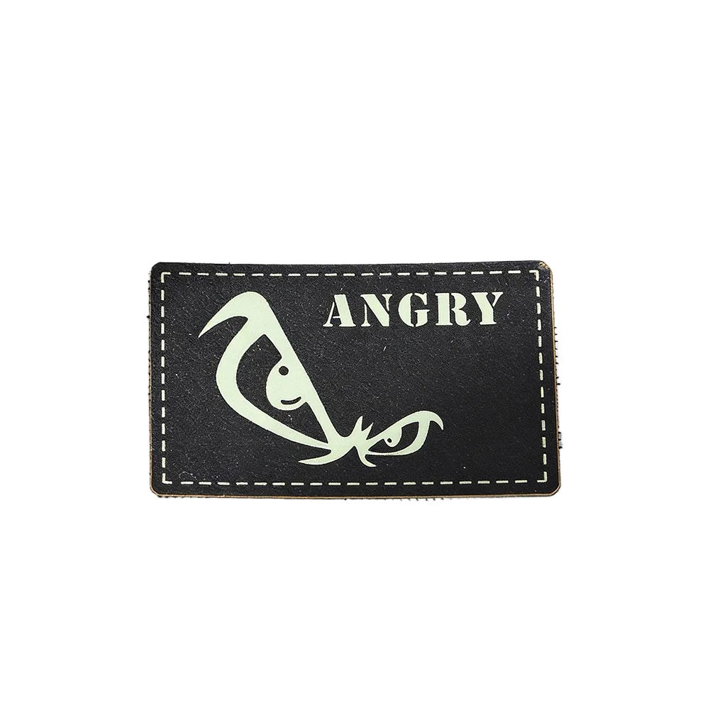 ANGRY Parche Luminoso de PVC que Brilla en la Oscuridad para Ropa, Chaqueta, Mochila, Sombrero, Seguridad Nocturna, Decoración DIY, 80x50mm, 1 Unidad, Bordado, Regalo