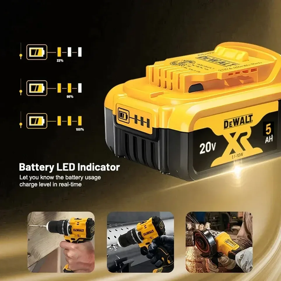 Originální dobíjecí lithium-iontová baterie DEWALT 20V 5/6Ah, DCB205 DCB201 DCB203, baterie pro elektrické nářadí. Baterie DEWALT 20V - náhled 6