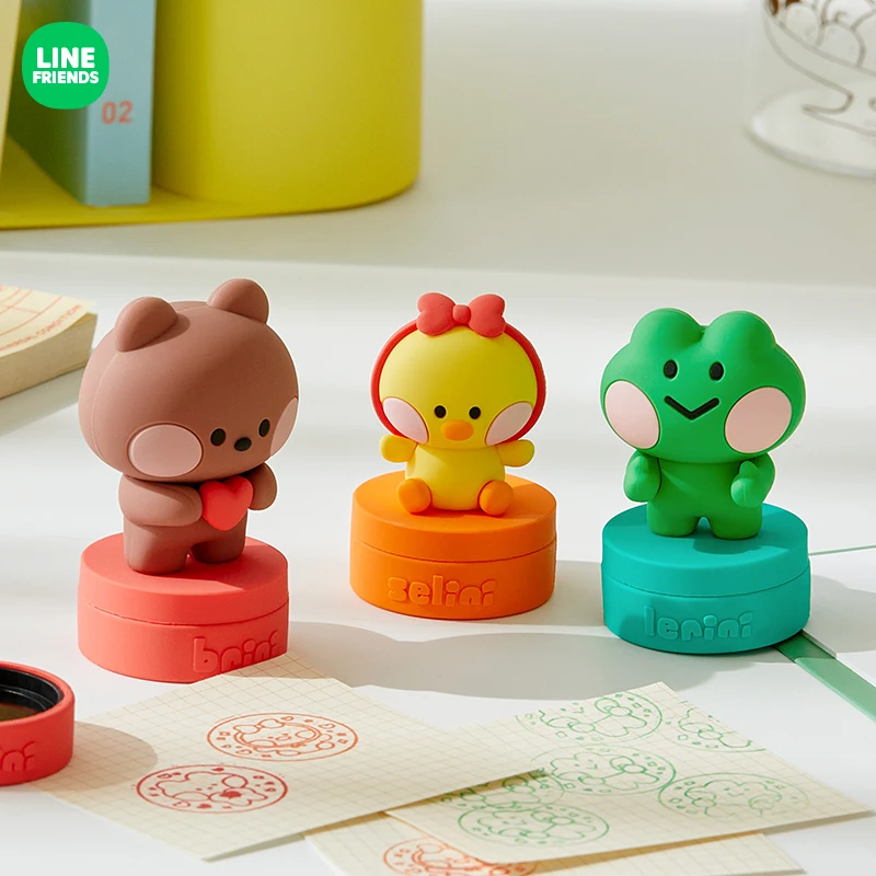 Line Friends Choco Brown Stamps Cartoon Doll Mini Convenient Child Kawaii Non-fading Graffiti Children's Holiday Birthday Gift