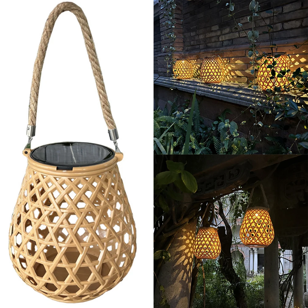 Solar Lantern Outdoor Hanging Lantern IP44 Waterproof Solar Hanging Light Warm White Garden Light with Handle for Yard