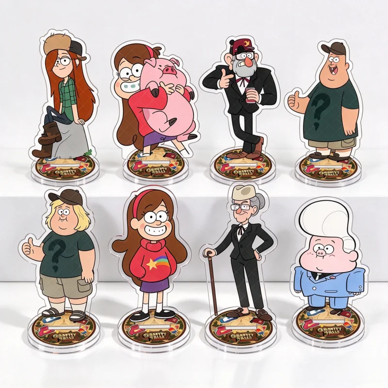 Gravity Falls 10cm Acrylic Stand Figure Key Chain Mabel Dipper Stan Soos Waddles Desk Ornament Cartoon Collectible Gift