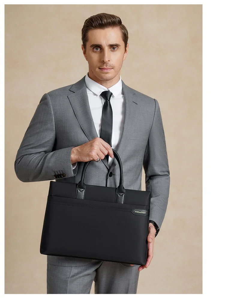 WilliamPOLO Valigetta da uomo d'affari sottile Borsa per laptop resistente all'acqua e resistente all'usura Borsa leggera per uso ufficio