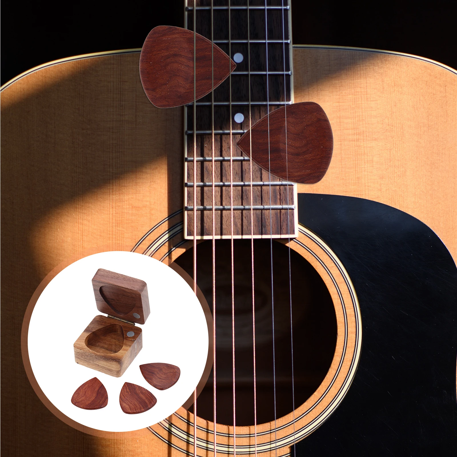 

10 Wooden Guitar Picks Set Solid Wood Electric Bass Acoustic Thick Thumb Ukulele Musical Instruments Accessory Durable Practical