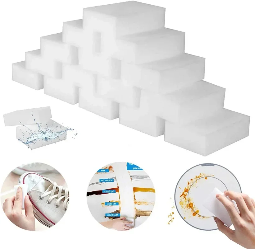 100 Pcs/lot Melamine Sponge Magic Sponge Eraser Melamine Cleaner for Kitchen Office Bathroom Nano Cleaning Sponges 10x6x2cm