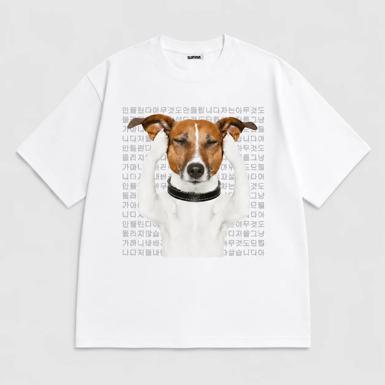 Niedliche Linienzeichnung Zen-Katze „Werde nicht wütend“ koreanischer Text lustiges heilendes Grafik-T-Shirt Unisex Oversized Harajuku Streetwear Baumwolle – Detail 8