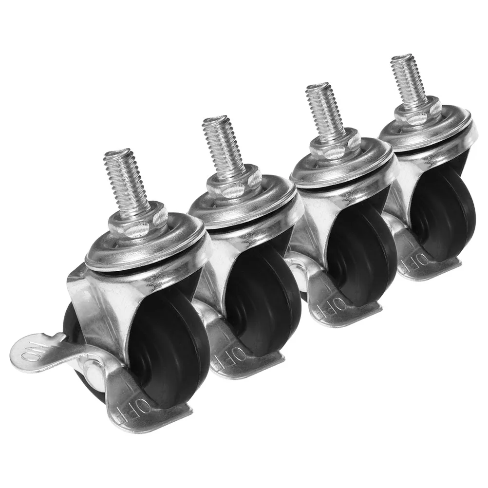 

4pcs 1.5Inch Swivel Casters with Brakes for Cart Trolley Small Caster Stem Hardware