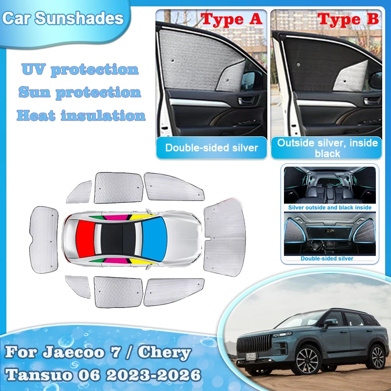 

Car Sun Shade For Jaecoo J7 Car Accessories Chery Tansuo 06 Fulwin T6 2026-2023 Sunshades Windshield Side Window Curtain Covers