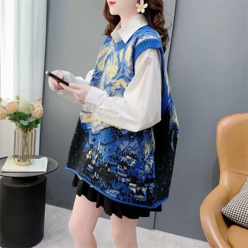 

Round O Neck Pullover Waistcoat Korean Style Clothing Formal New Knitwear Women's Knitted Vest Y2k Sales Warm In Female Sweater