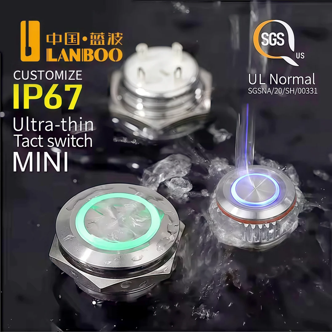 

LANBOO 12/16/19/22QC Ультратонкий тактовый металлический кнопочный переключатель, микротоковое винтовое соединение, мини-дизайн