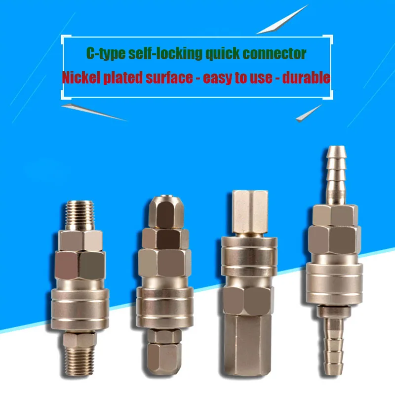 Self Locking C-Type Quick Connector Pneumatic Mechanical Tool Air Gun Air Pipe Air Pump Air Compressor Air Pipe Male Female 8mm