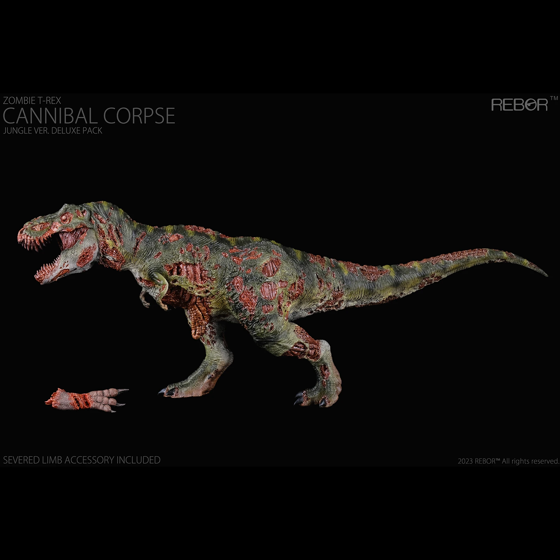 REBOR 1:35 Zombie T-Rex “Cannibal Corpse” Deluxe Pack Movable Jaw and Forelimbs