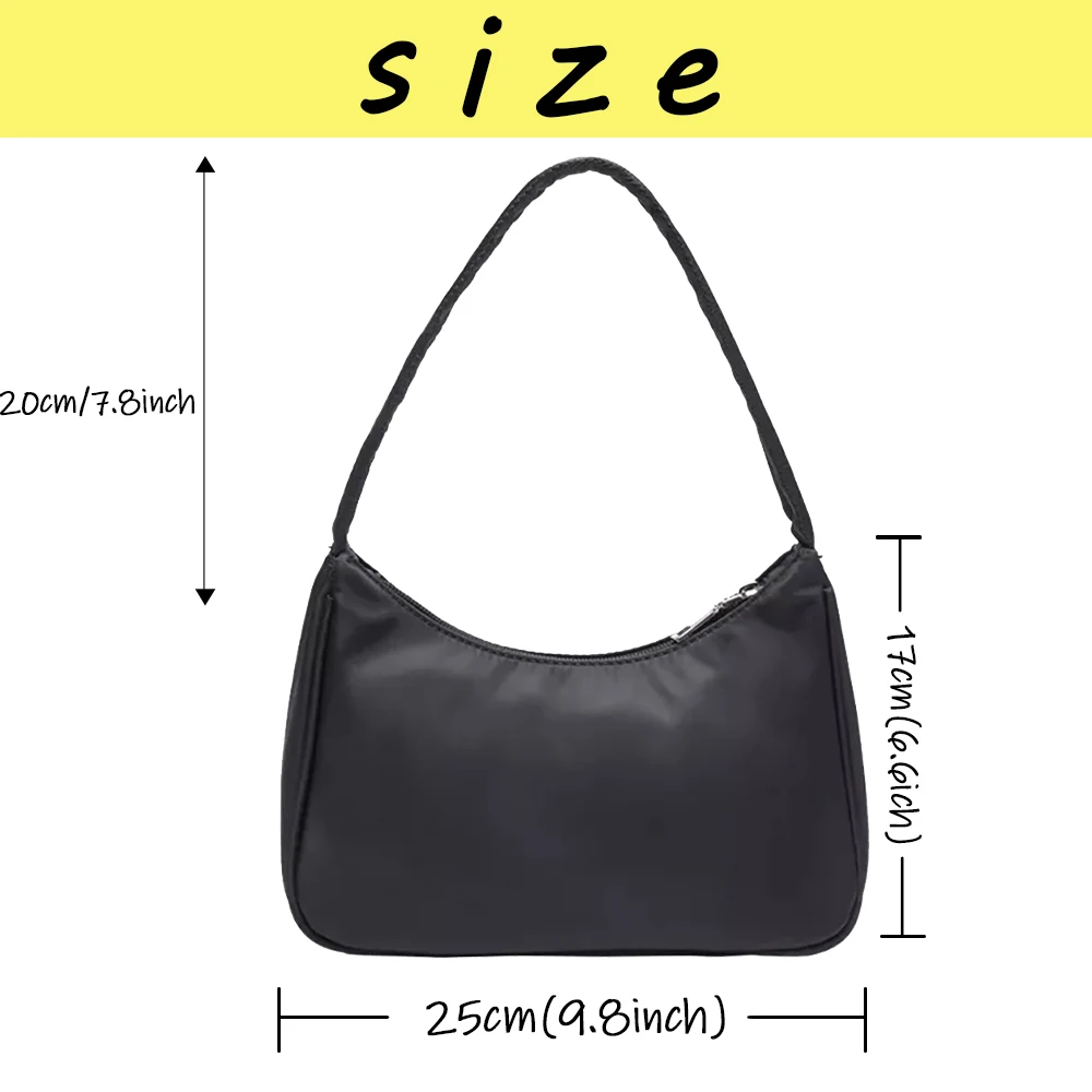 Fashion Women Small Shoulder Underarm Bag Ladies Zipper Mini Shoulder Shopping Purse Hand Print Handbag Ladies Black Tote Clutch