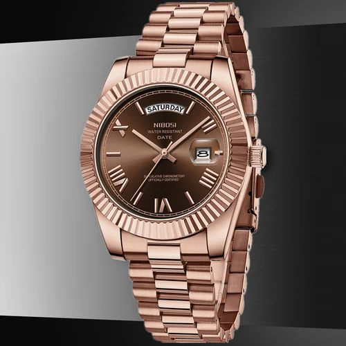 Reloj NIBOSI para Hombre, Reloj de pulsera de lujo de marca superior, relojes con fecha de semana a la moda, Reloj de pulsera de acero resistente al agua, Reloj de cuarzo para Hombre, Reloj para Hombre