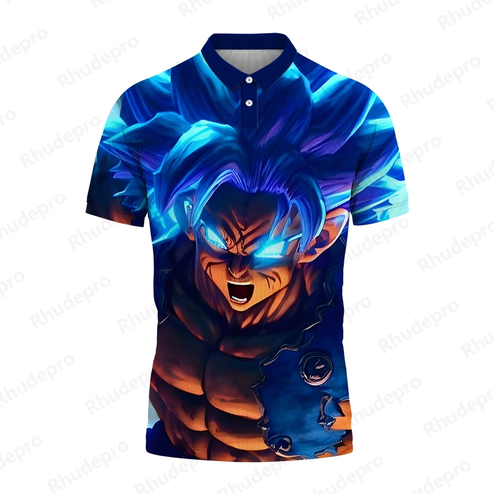 

Anime Men's Polo Shirt Goku Essentials Japanese Anime Oversized Hip Hop Shirts T-shirts Tops Trend Super Saiya Clothing Fashion