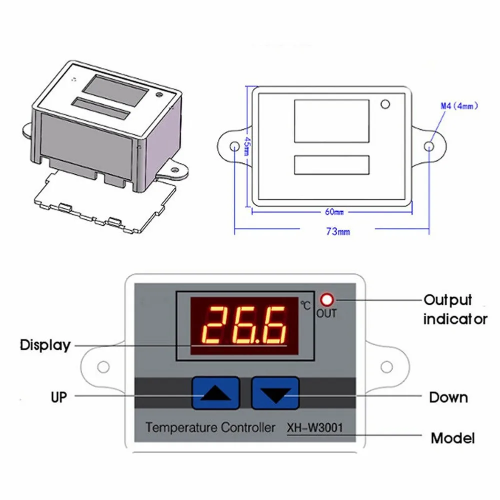 디지털 온도 컨트롤러, 온도조절기 제어 스위치, 프로브 포함, AC 220V, 1500W -50 ℃ ~ 110 ℃, LED 온도 디스플레이, 10A