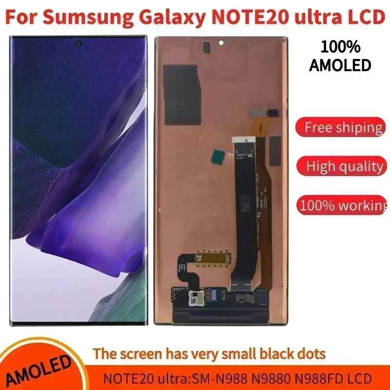 

100%Amoled For Note 20 Ultra LCD, For Samsung Galaxy Note 20 Ultra Display N985B/DS N985U Touch Screen Digitizer Replacement.