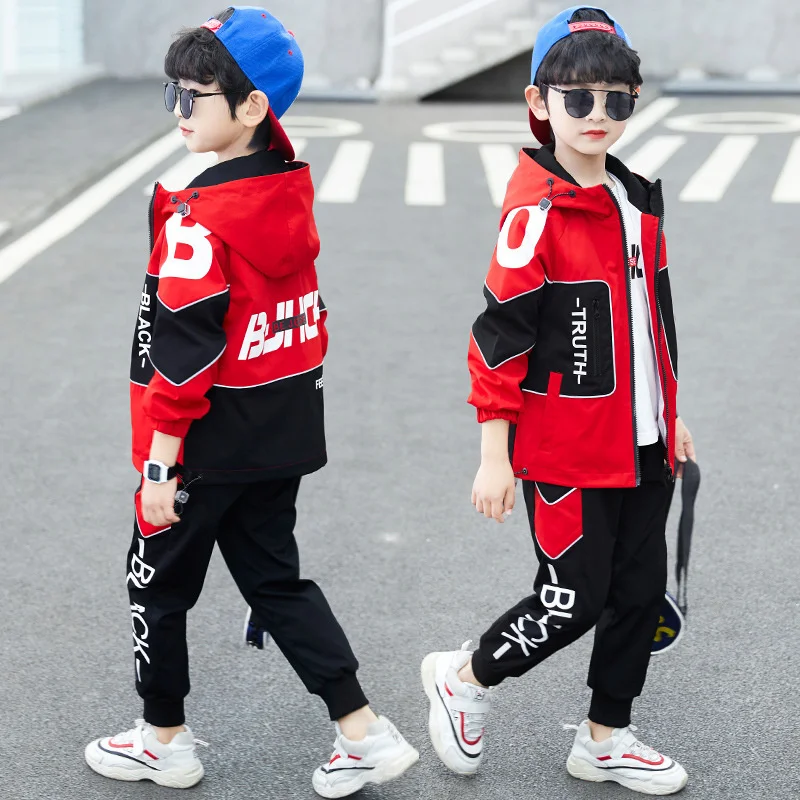 Boys Coat +Pants Kids Suits 2PCS/Set Cotton 2024 Dazzling Spring Autumn Cotton Jogging Suit Teenagers Children Clothing