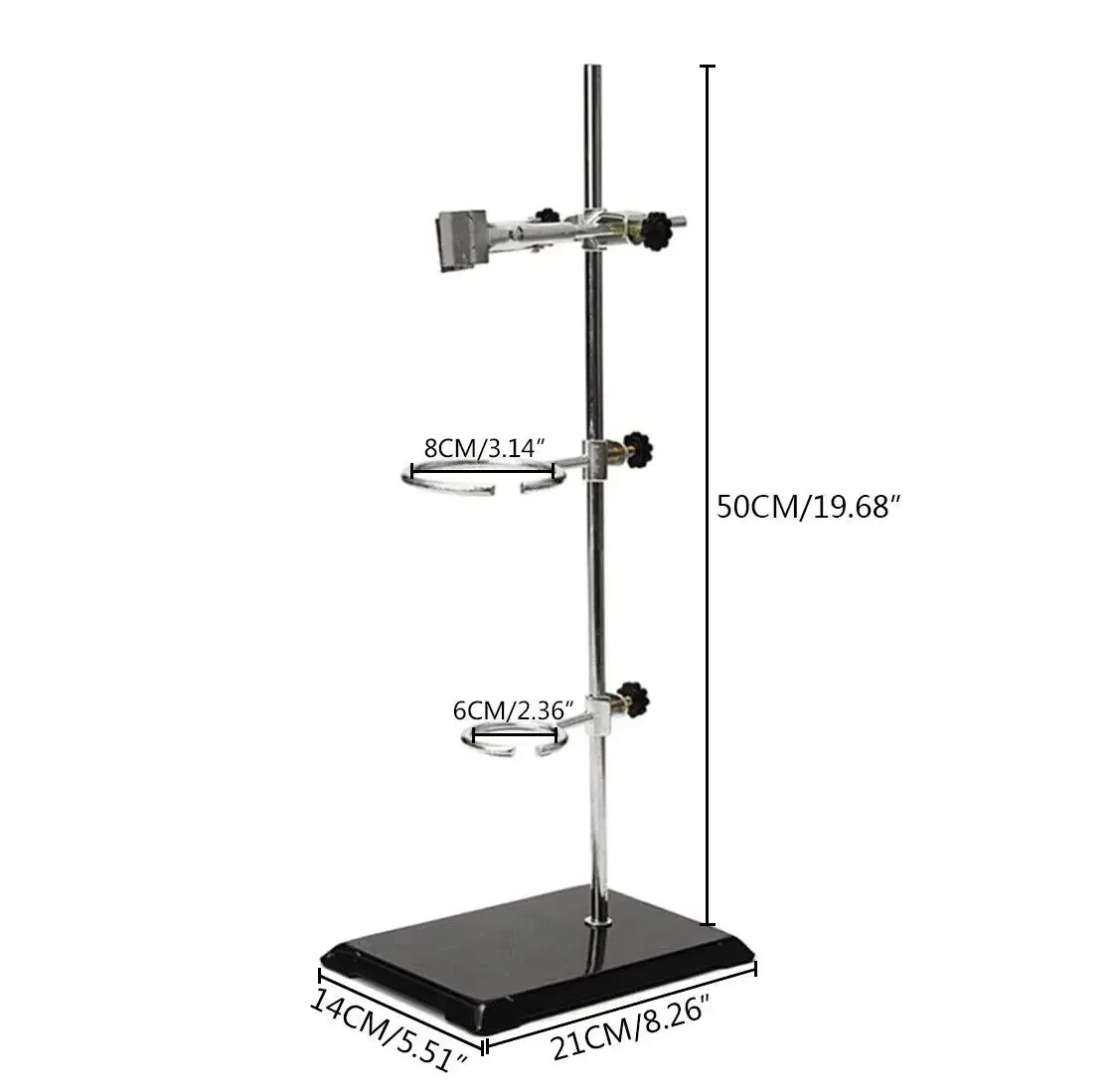 Laboratory Stand, Bracket, Science Experiment Support, Adjustable Iron Stand with Base, Flask Clamp, Ring Holder, School Lab Equipment, Rustproof Zinc-Plated Teaching Tool for Beakers, Tubes, Bottles, Classroom Chemistry Kit