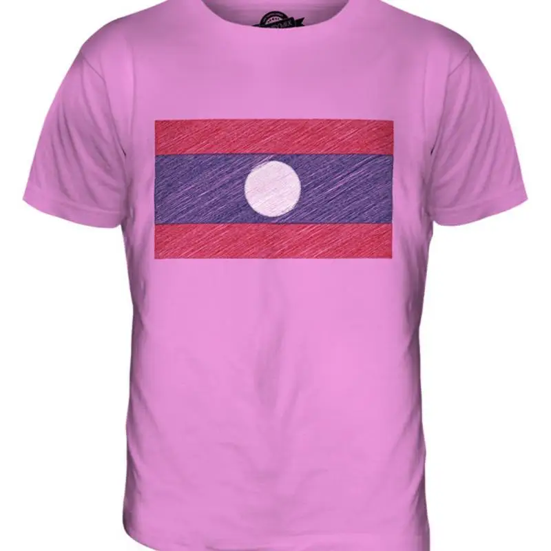 МУЖСКАЯ ФУТБОЛКА LAOS DOODLED FLAG XS S M L XL 2XL 3XL 4XL 5XL