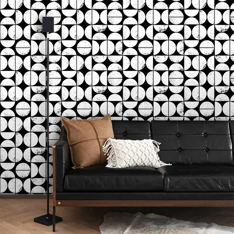 Home Wall Stickers Self-adhesive Wallpaper PVC Decoration Modification  Background Thickening Can Remove Black  White  Abstrac