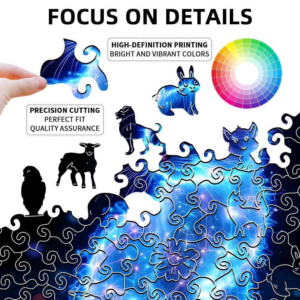 Purr-fect Cat Wooden Puzzle Gift Box: Unlock Irregular Animal Shapes – Stress-Free Brain Challenge for Adults & Family Fun | Chr