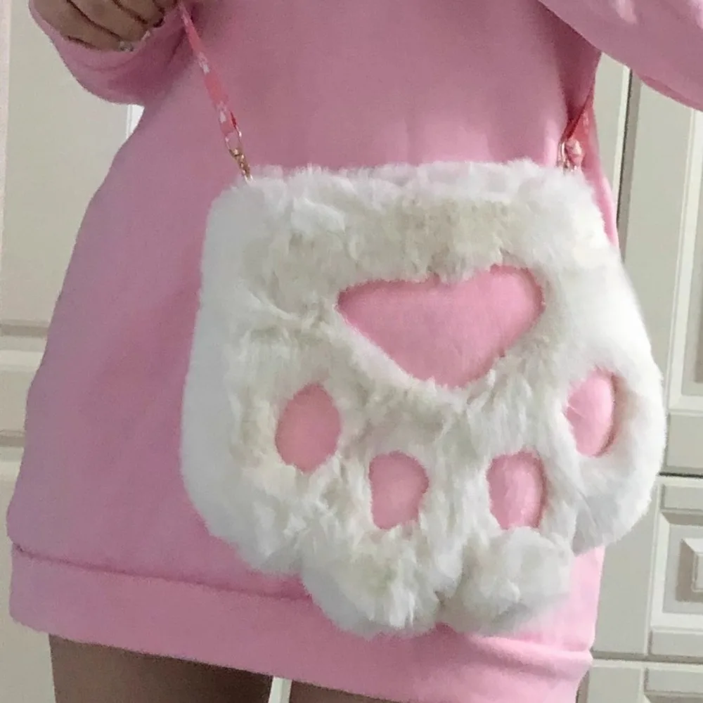 

Cat Claws Furry Plush Bags for Woman Cute Lolita Sac Femme Crossbady Bag Teenage Girls Bolso All-match Bolsos De Mujer