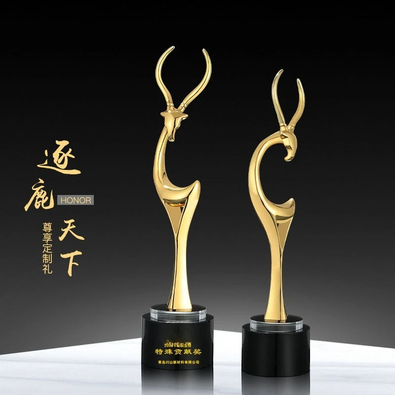 Creative metal trophy making crystal lettering enterprise company excellent staff