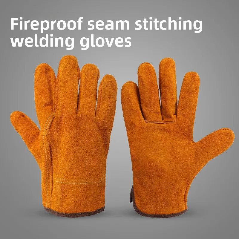 Welding Gloves for Electricians: 2-Layer Cowhide, Protective Labor Gloves for TIG, MIG & Arc Welding