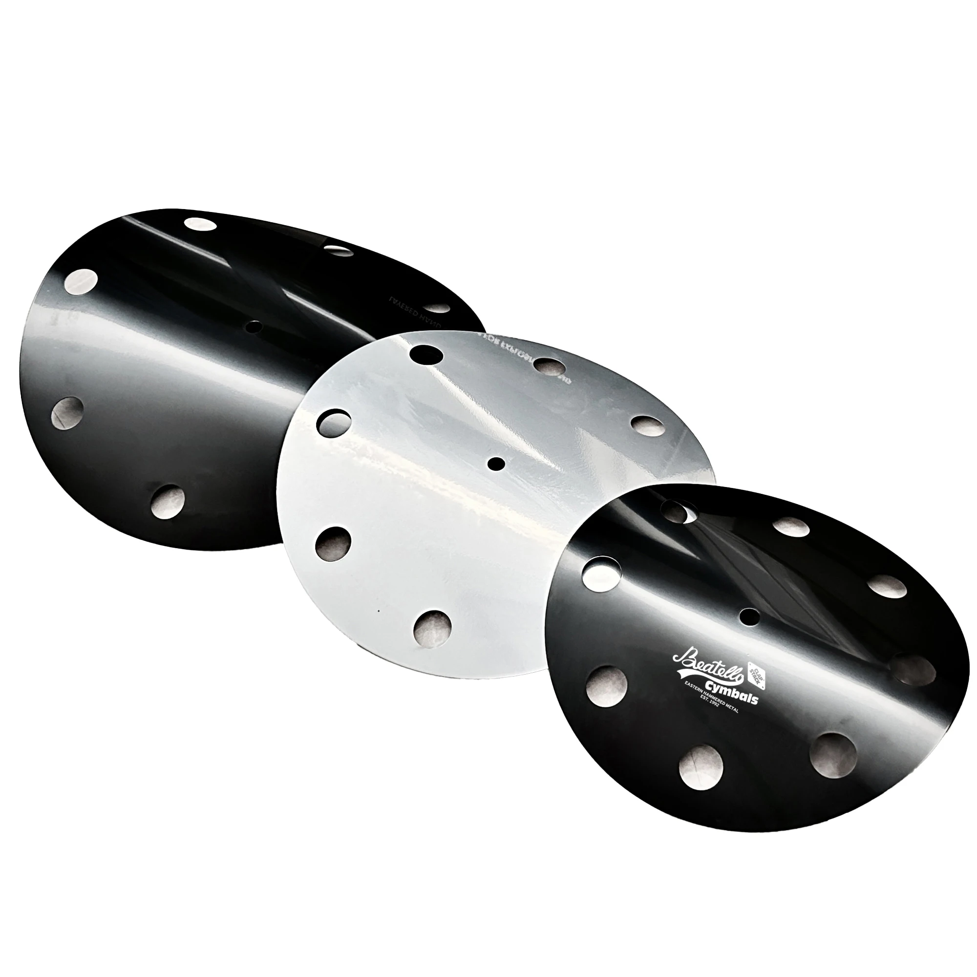 3pcs Stacked Cymbals Unique Sound Effect Gong & Cymbals Available In Black-Red & Black-Grey Drum Sets