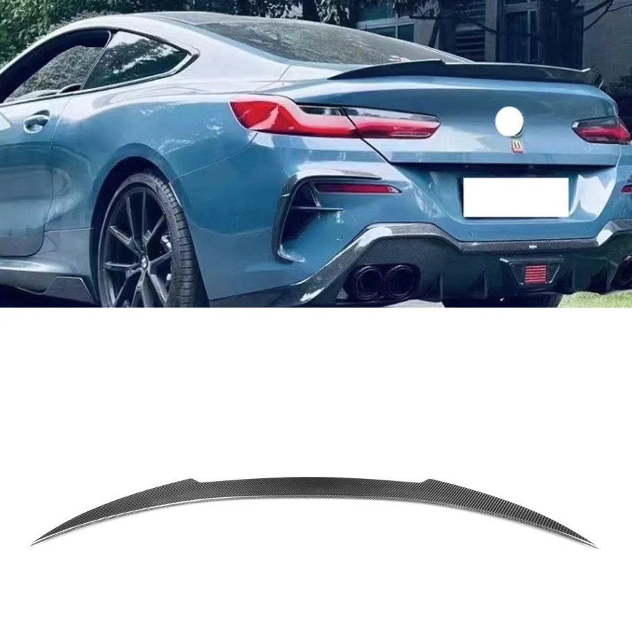 For BMW 8 Series G14 830i 840i 2017+ Convertible V Style Real Carbon Fiber  Tail fins Car Rear Trunk Spoiler Lip Wing Lip