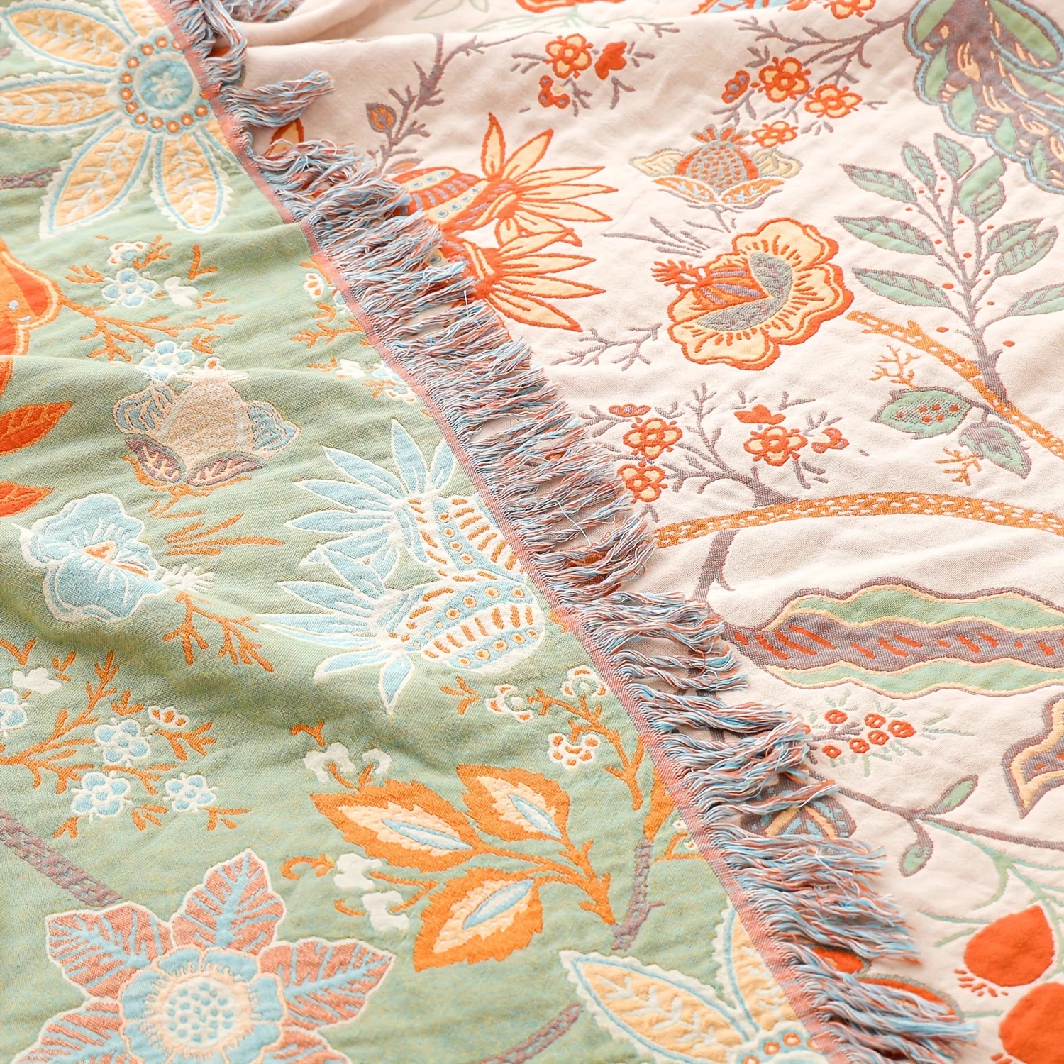 1pc Cotton Embroidered Tassel Blanket Bohemian Style Pattern Nap Quilt Sofa Blanket Sheet Bed Blanket