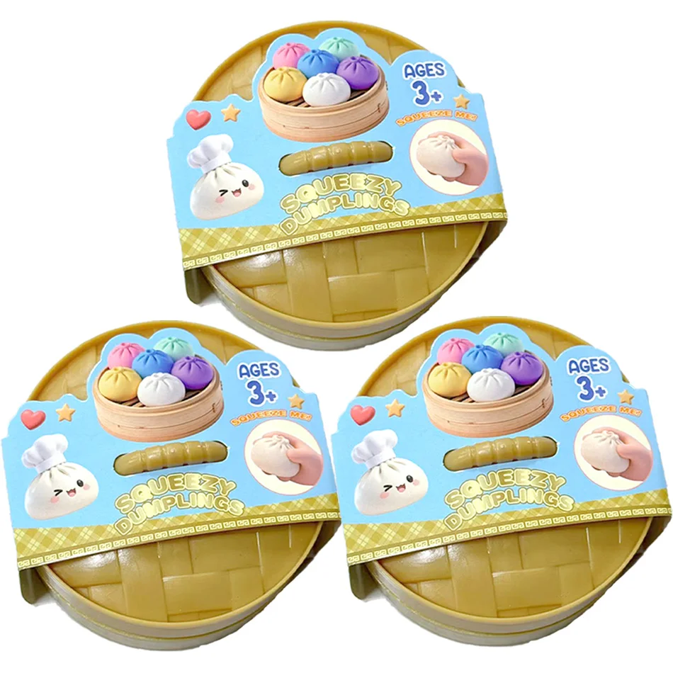 Nieuwe 1-12 stuks Glitter Dumpling Glitter Dumpling Squishy met doos Dumplings Zintuiglijk Knijpspeelgoed voor stressverlichting