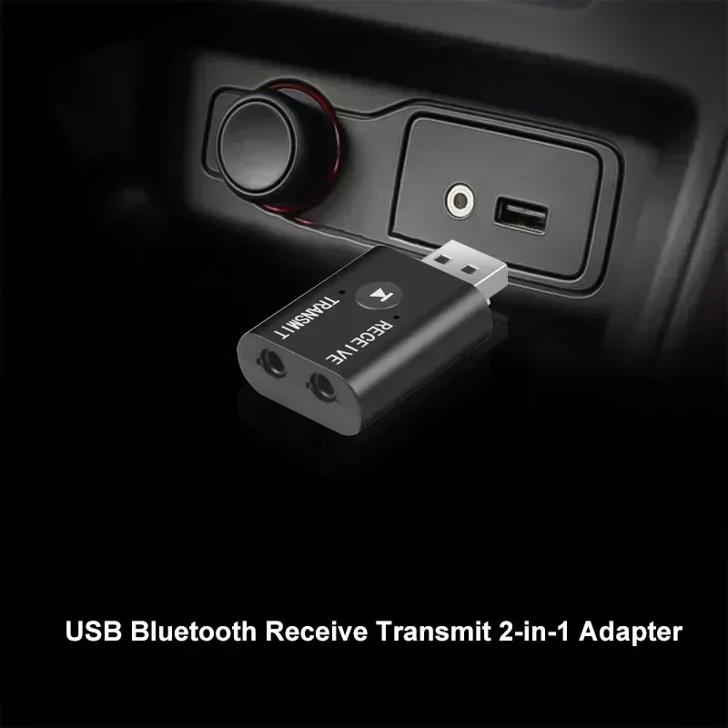 Wireless Bluetooth-Compatible 5.0 USB Switching Receiver Transmitter 3.5mm Jack AUX Audio Dongle Adapter for Car Laptops iPad TV