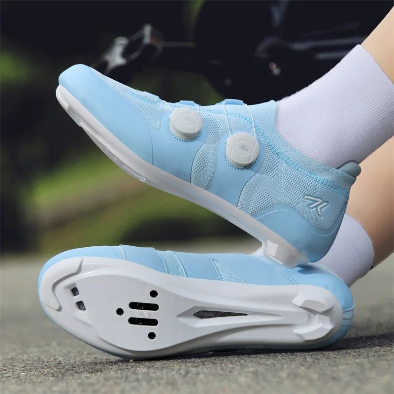 أحذية ركوب الدراجات على الطرق للرجال والنساء باللون الوردي قابلة للتنفس ذاتية القفل أحذية ركوب الدراجات على الطرق Spd أحذية رياضية للنساء قابلة للتعديل لسباق الدراجات النارية #5