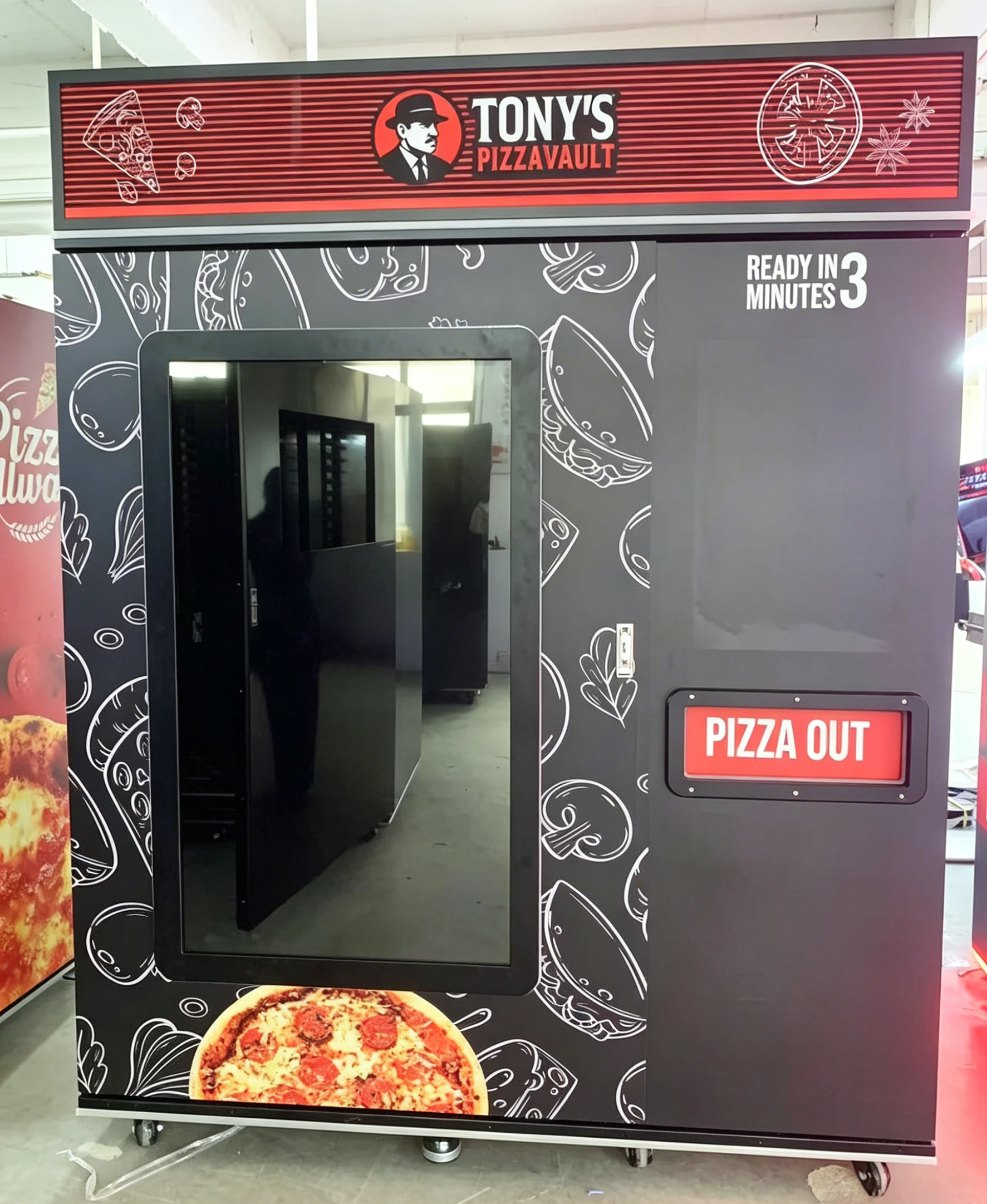 Customized Coin And Bill Operated Automatic Pizza Vending Machine With Touch Screen Hot Food Accessible