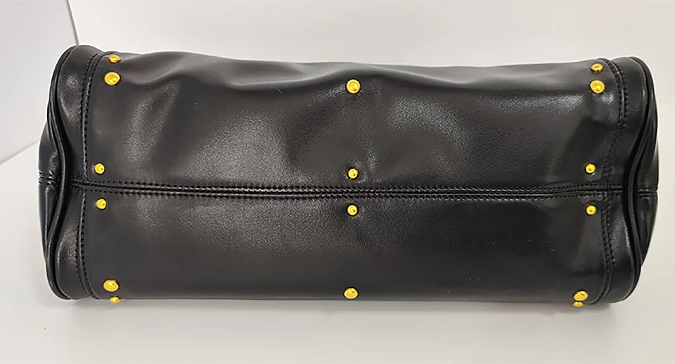 Vintage Y2K Lock Top Handle Bag für Damen, PU-Leder-Handtasche, Retro-Nieten-Unterarmtasche, Motorradtasche, Umhängetasche – Detail 7