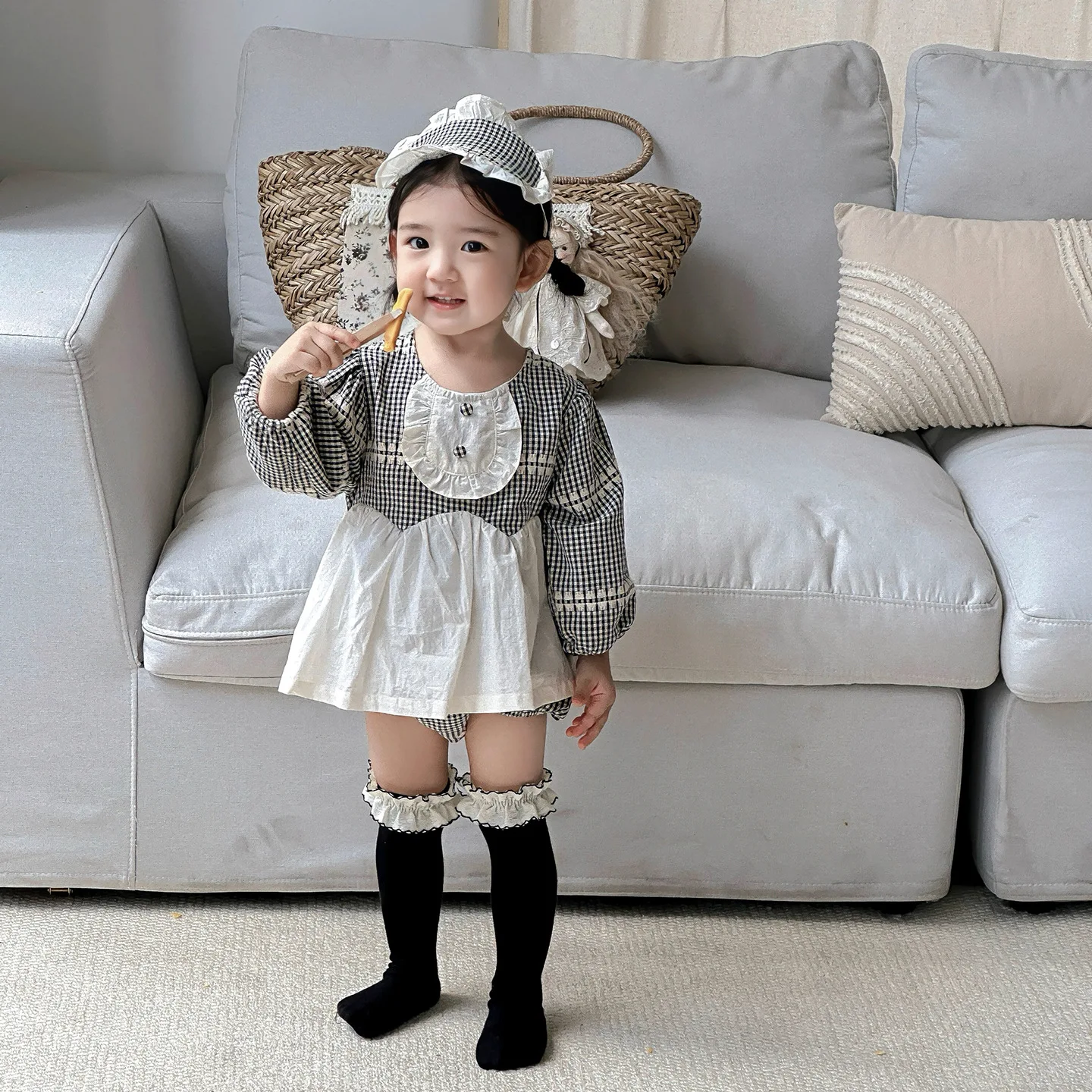 

Baby Plaid Patchwork Clothes Spring and Autumn Fashion Sweet and Cute 2025 New Casual Dress Kids Clothes