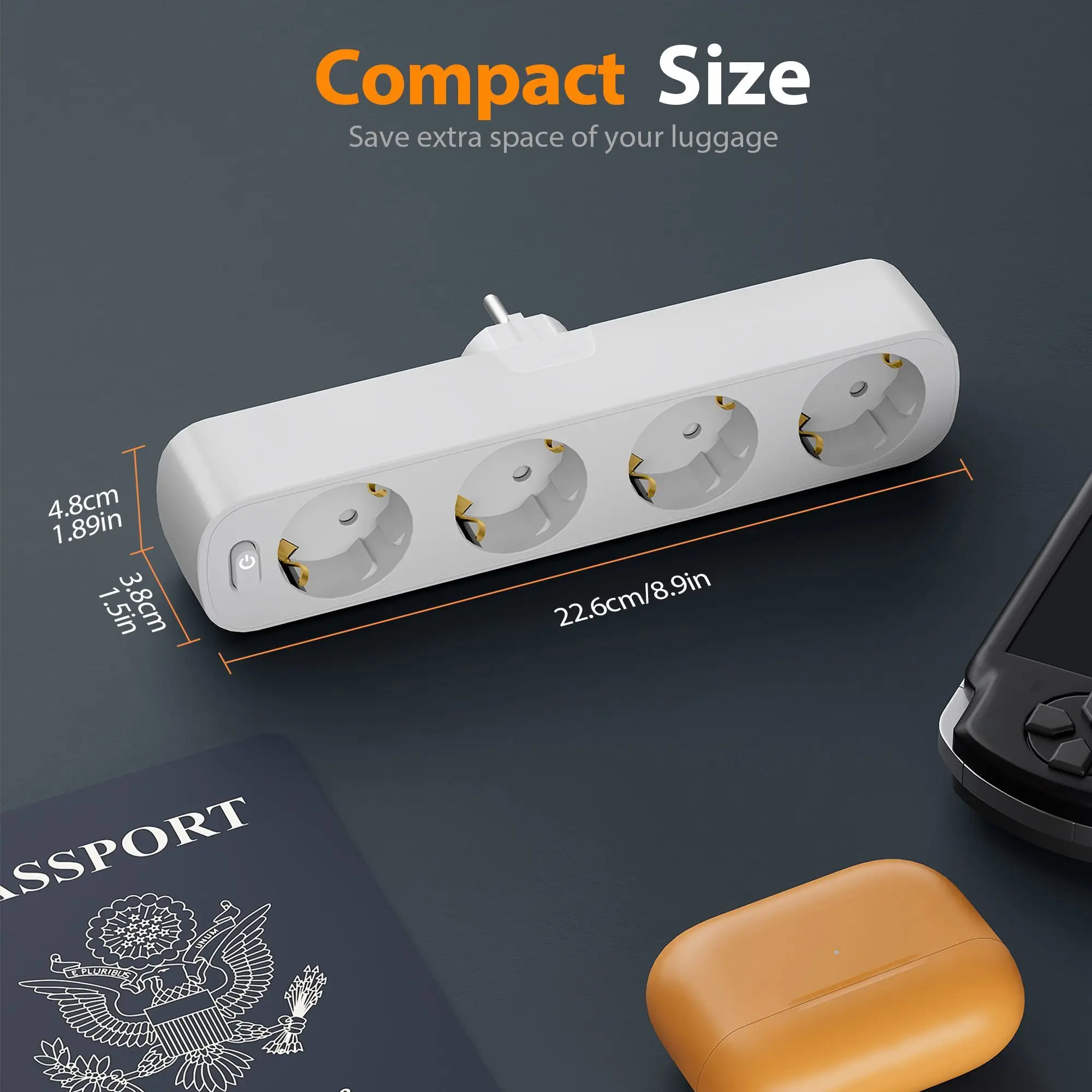 Wall Socket Extender with 2 3 4AC Outlets  Ports EU Plug Power Adapter Overload Protection Switch for Home/Office